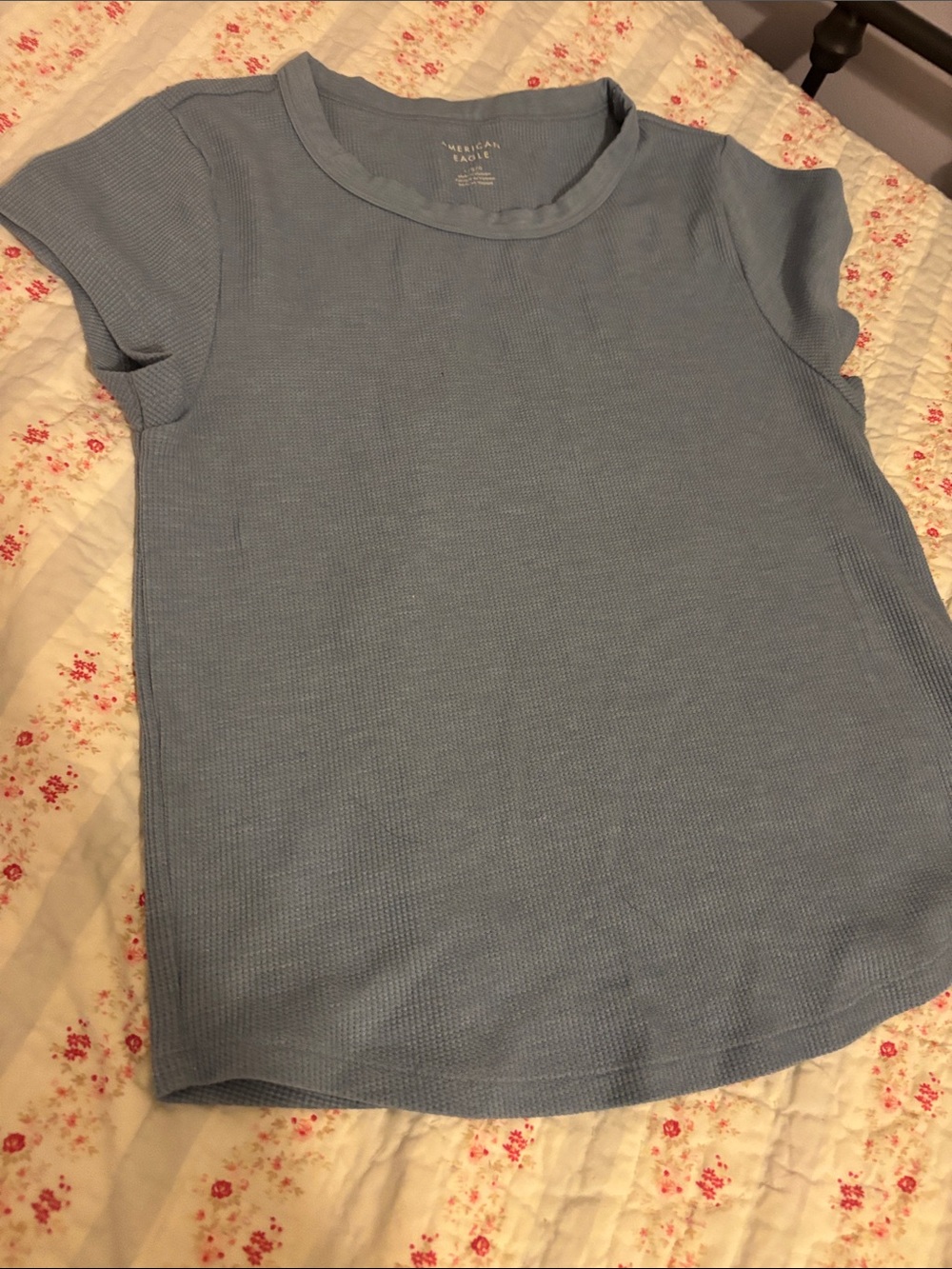 American Eagle Outfitters Blue Ribbed Short Sleeve Tee Size  Large